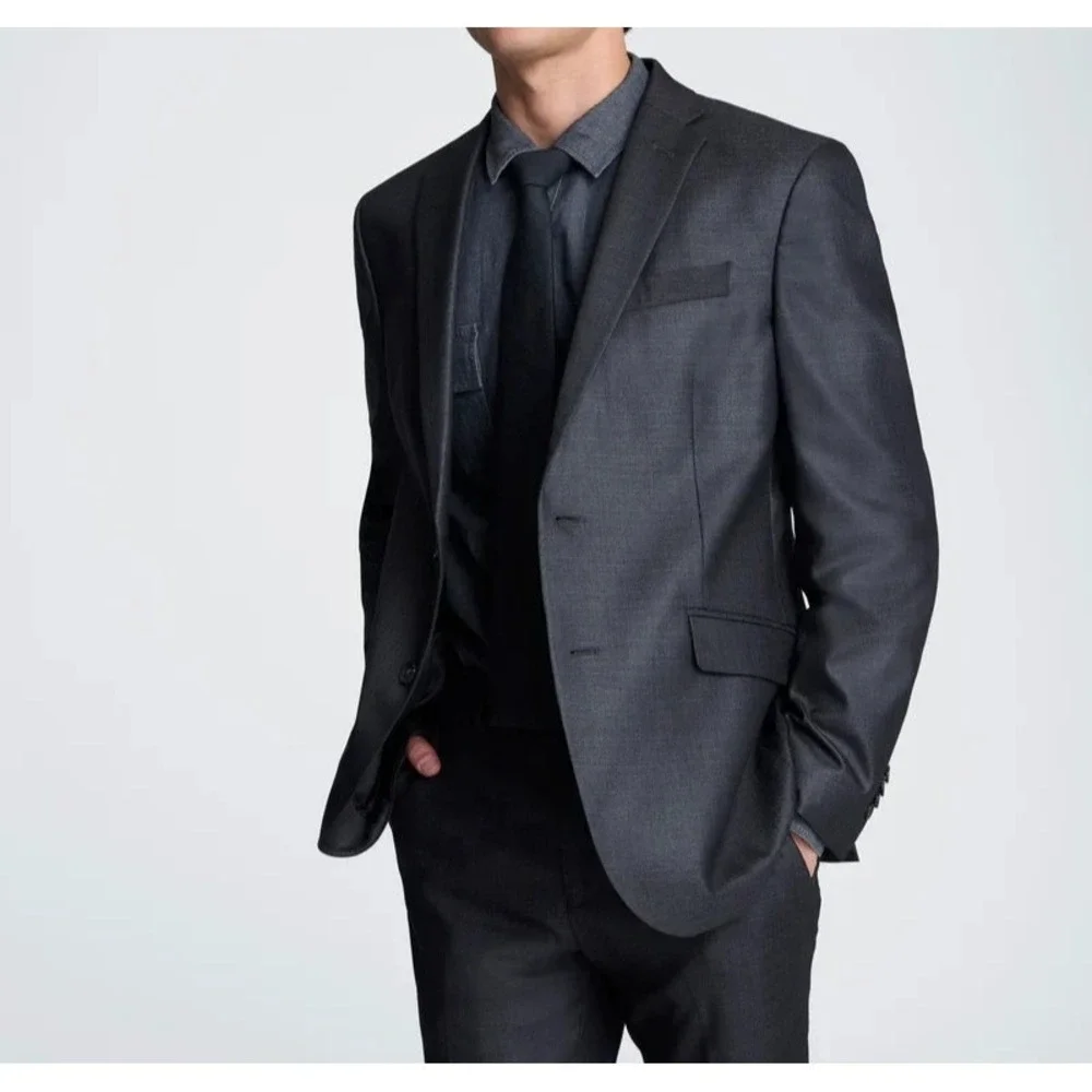 Kenneth Cole Reaction Men 2-pc Techni-Cole Suit GunMetal 40S Jacket Pant 32W 30L